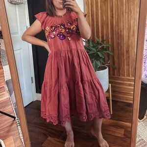 Ulla Johnson Pinar Floral Embroidery Dress. Size 6